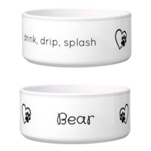Personalised Dog Name Bowl White drink drip splash