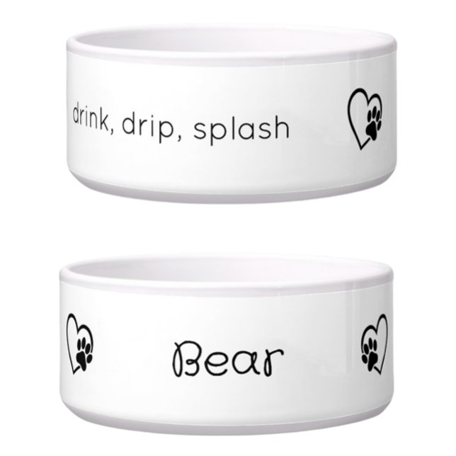 Personalised Dog Name Bowl White drink drip splash (Creator Uploaded)