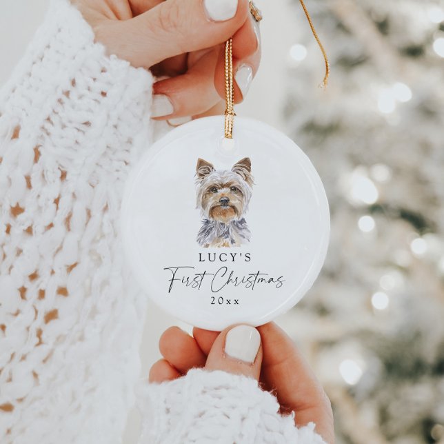 Personalised Dog Name Yorkie My First Christmas Ceramic Ornament (Creator Uploaded)