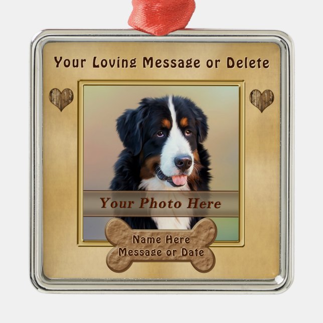 Personalised Dog Ornaments PHOTO, TEXT or Delete (Front)