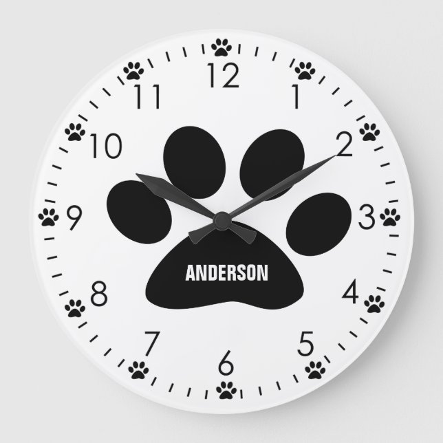 Personalised Dog Paw Large Clock (Front)