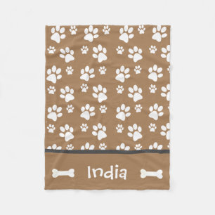 Personalised Dog Paw Print Blanket Add Dog Name
