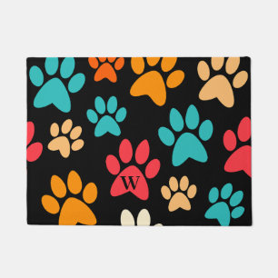 Personalised Dog Paw Print Monogram Dog Lover Doormat