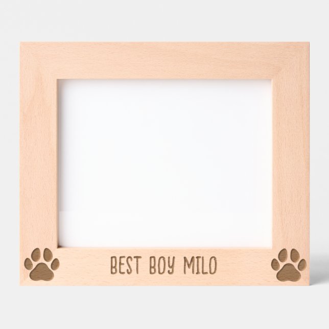 Personalised Dog Paw Print Silhouette Engraved  Etched Frames (Front)