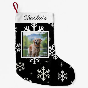 Personalised Dog Pet Photo Christmas Snowflakes Small Christmas Stocking