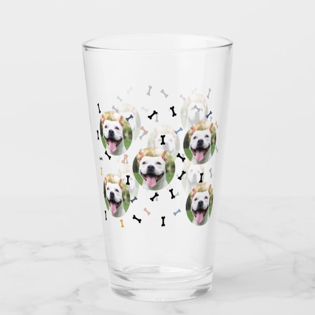 Personalised Dog Pet Photo Collage Glass Cup (Front)