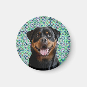 🐾Personalised Dog Pet Photo Green Mandala Pattern Magnet