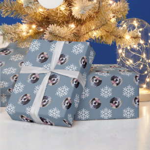 Personalised Dog Pet Photo Snowflake Holiday Wrapping Paper