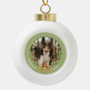 Personalised Dog Photo Ceramic Ball Christmas Ornament