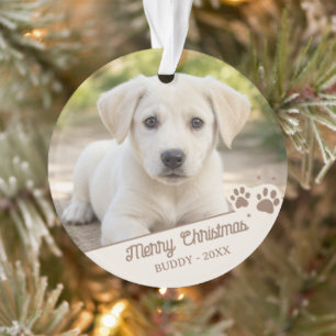 Personalised Dog Photo Christmas Pet Name & Year Ornament