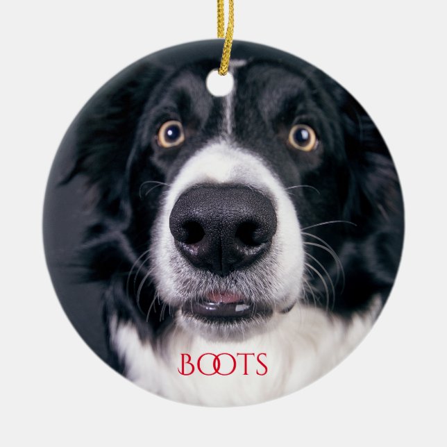Personalised Dog Photo Christmas Tree Ceramic Ornament (Front)