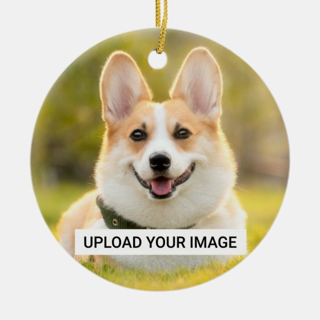 Personalised Dog Photo Classic Ceramic Ornament (Front)