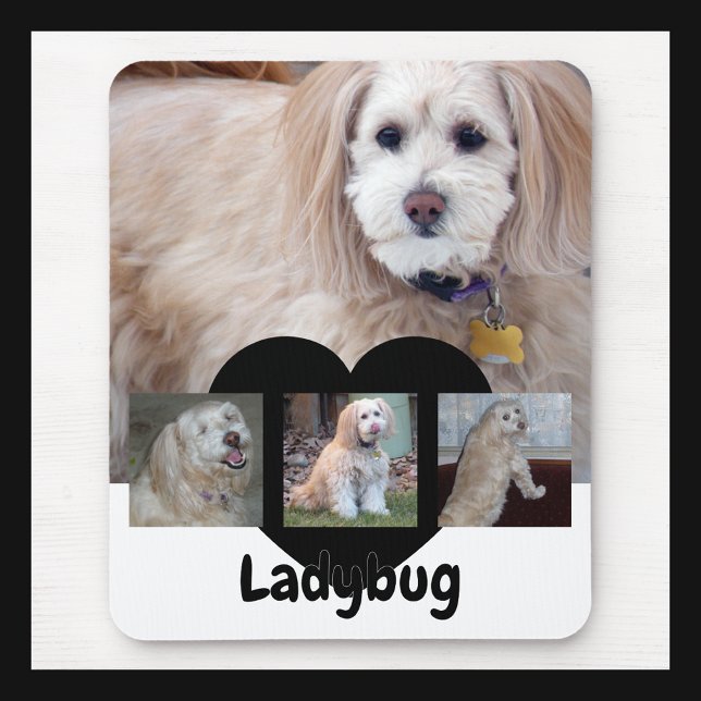 Personalised Dog Photo Collage with Custom Name Mouse Pad (Creator Uploaded)