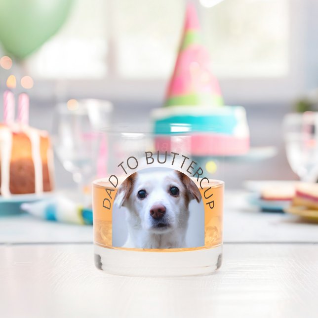 Personalised Dog Photo Dad to Pet Name Whiskey Glass (Insitu (Birthday))