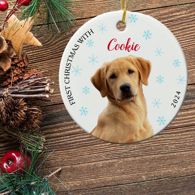 Personalised Dog Photo First Christmas  Ceramic Ornament (Creator Uploaded)