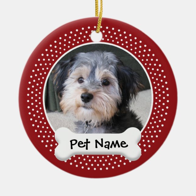 Personalised Dog Photo Frame - SINGLE-SIDED Ceramic Ornament (Front)