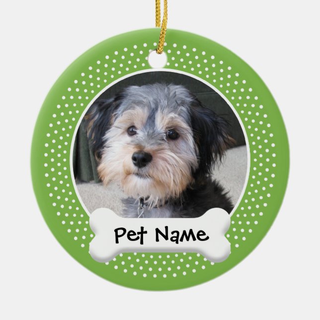 Personalised Dog Photo Frame - SINGLE-SIDED Ceramic Tree Decoration (Front)