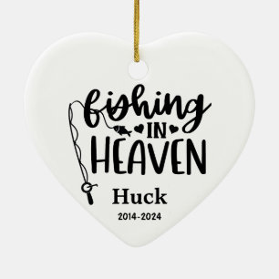 Personalised Dog Photo Memorial-Fishing in Heaven Ceramic Ornament