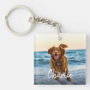 Personalised Dog Photo Name Key Ring