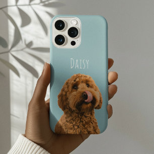 Personalised Dog Photo Pastel Blue Pet iPhone 15 Pro Case