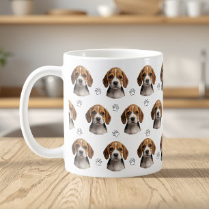 Personalised Dog Photo Paw Pattern Coffee Mug