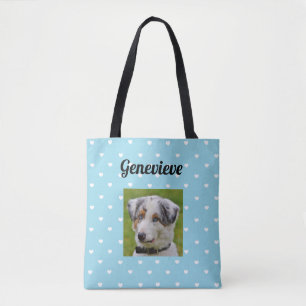 Personalised Dog Photo Paw Print BlueTote Bag