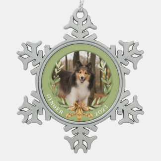 Personalised Dog Photo Snowflake Pewter Christmas Ornament