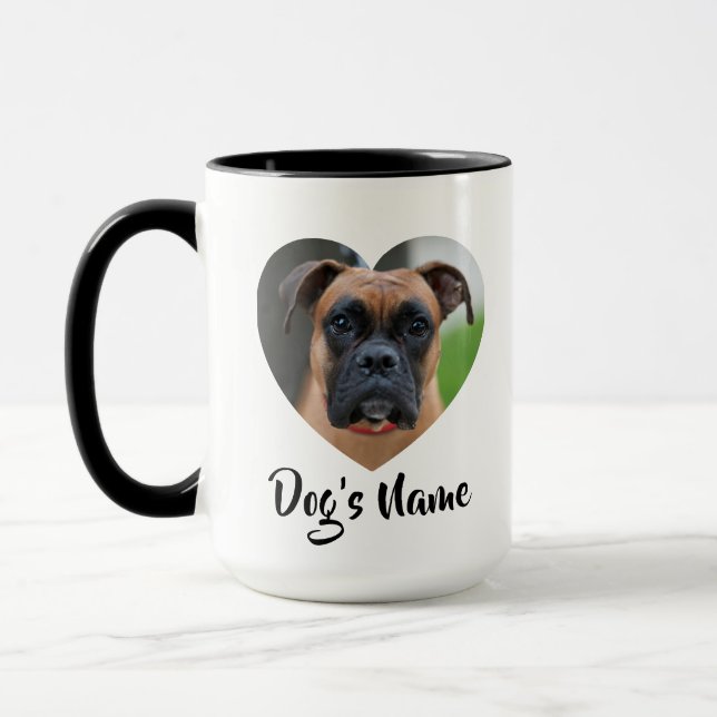 Personalised Dog Photo with Heart Design Mug (Left)