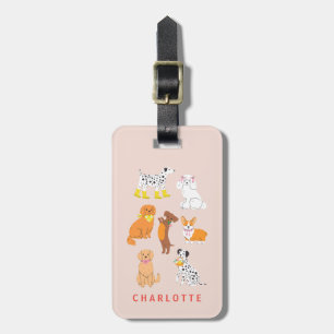 Personalised Dog Pink Cute Luggage Tag