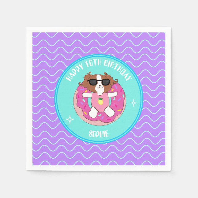 Personalised Dog Pool Party Napkins (Front)