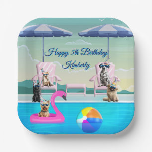 Personalised Dog Pool Pawty Paper Plate