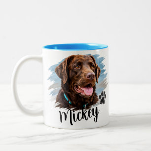 Personalised Dog Portrait Two-Tone Coffee Mug