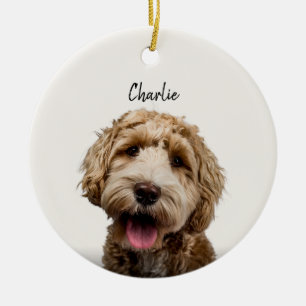 Personalised Dog Portrait with Custom Name Ceramic Ornament