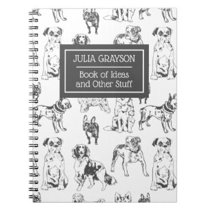 Personalised Dog Sketch Pattern Vintage Dog Lover Notebook