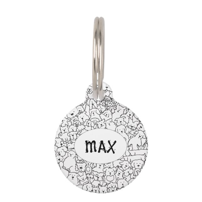 Personalised Dog Tag with Dog Doodle Design (Front)