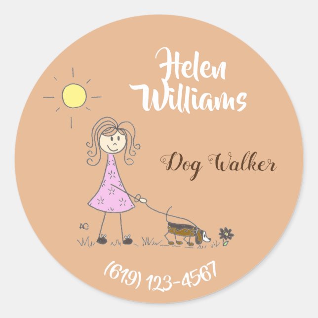 Personalised dog walker business stickers (Front)