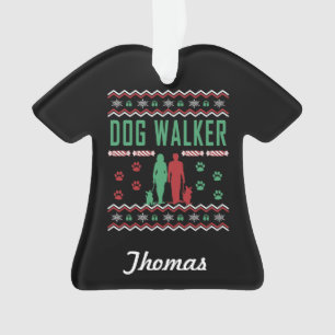 Personalised Dog Walker Ugly Christmas Sweater Ornament