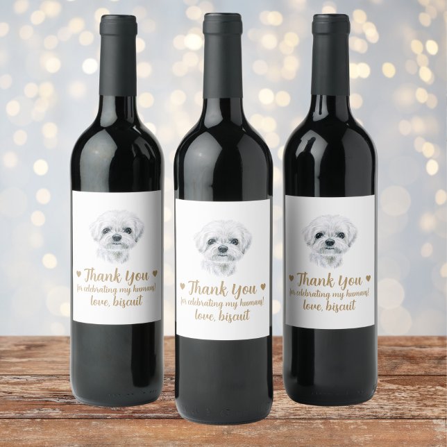 Personalised Dog Wedding Wine Label (Creator Uploaded)