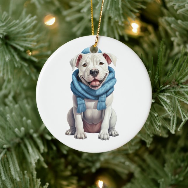 Personalised Dogo Argentino Dog Ceramic Ornament (Tree)