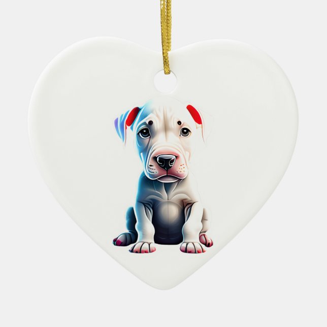 Personalised Dogo Argentino Puppy Ceramic Ornament (Front)