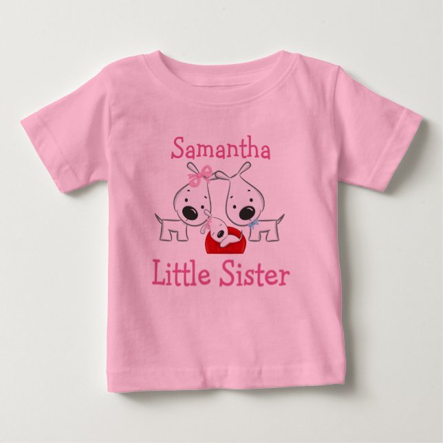 Personalised Dogs Little Sister T-shirt (Front)