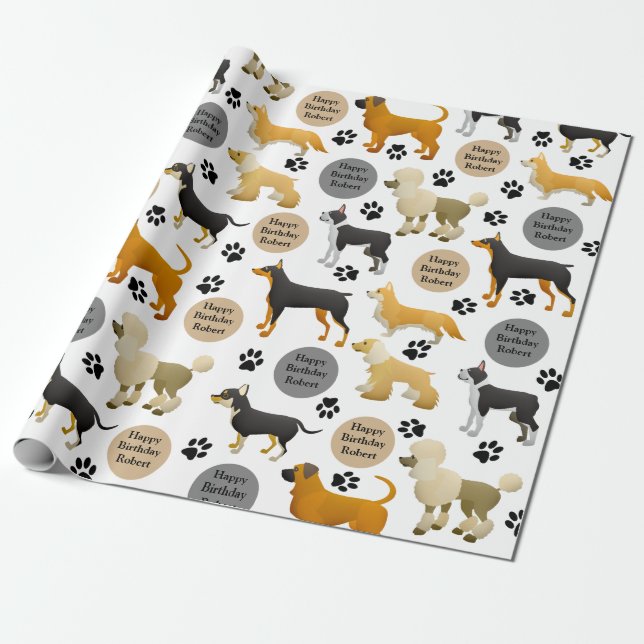 Personalised Dogs Wrapping Paper (Unrolled)