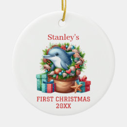 Personalised Dolphin Christmas Ceramic Ornament