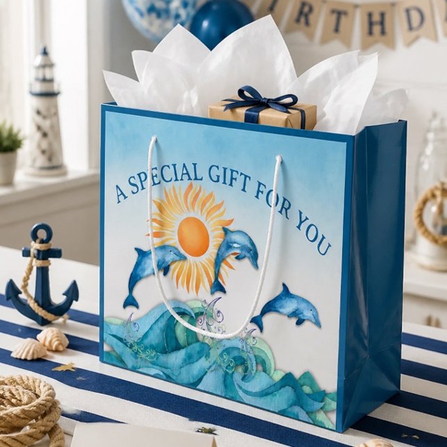 Personalised Dolphin Large Gift Bag (Creator Uploaded)