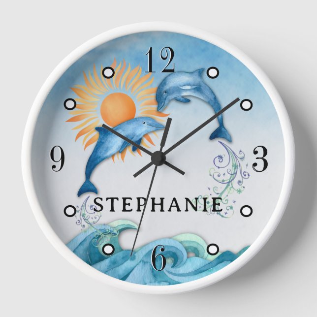 Personalised Dolphin Wall Clock (Front)
