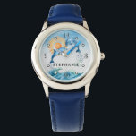 Personalised Dolphin Watch<br><div class="desc">Help your child learn to tell time with this colourful and fun watch that features two dolphins jumping for joy over their name!  Easy to update text.  Different colour bands available.</div>