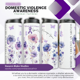 Personalised Domestic Violence Awareness Thermal Tumbler