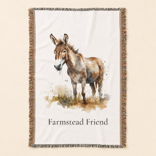 Personalised Donkey Farmhouse Welcome Throw Blanket