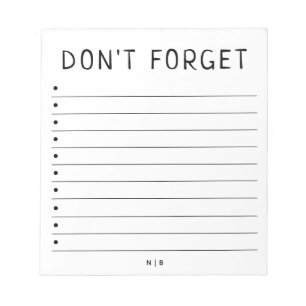 Personalised Don't Forget   To Do List Notepad