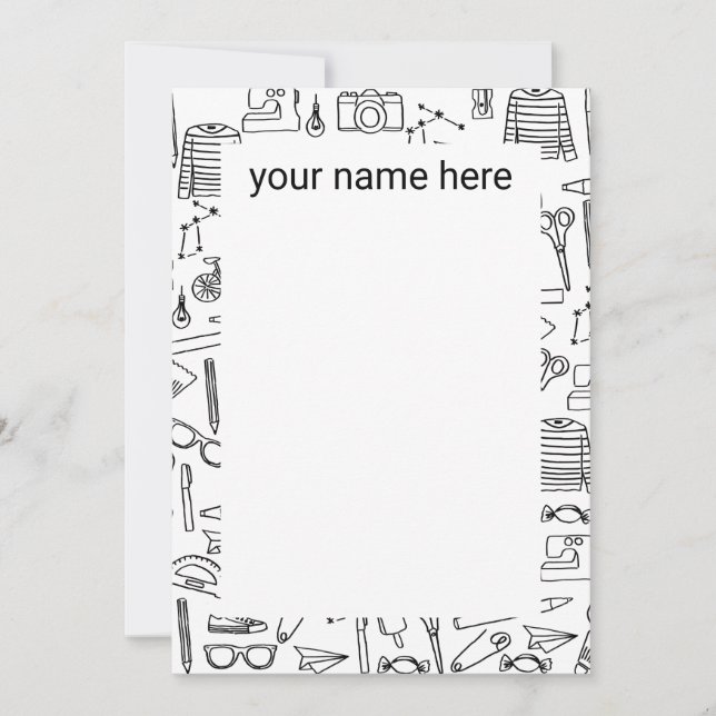 Personalised Doodle Drawings Notecards (Front)